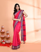 Piyari Fashion Women`s Cotton Silk Rose Handloom Saree With Blouse - Distacart