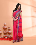 Piyari Fashion Women`s Cotton Silk Rose Handloom Saree With Blouse - Distacart