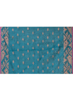 Piyari Fashion Women`s Cotton Blend Teal Handloom Saree With Blouse - Distacart