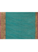 Piyari Fashion Women`s Cotton Blend Teal Handloom Saree With Blouse - Distacart