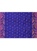 Piyari Fashion Women`s Cotton Blend Royel Blue Handloom Saree With Blouse - Distacart