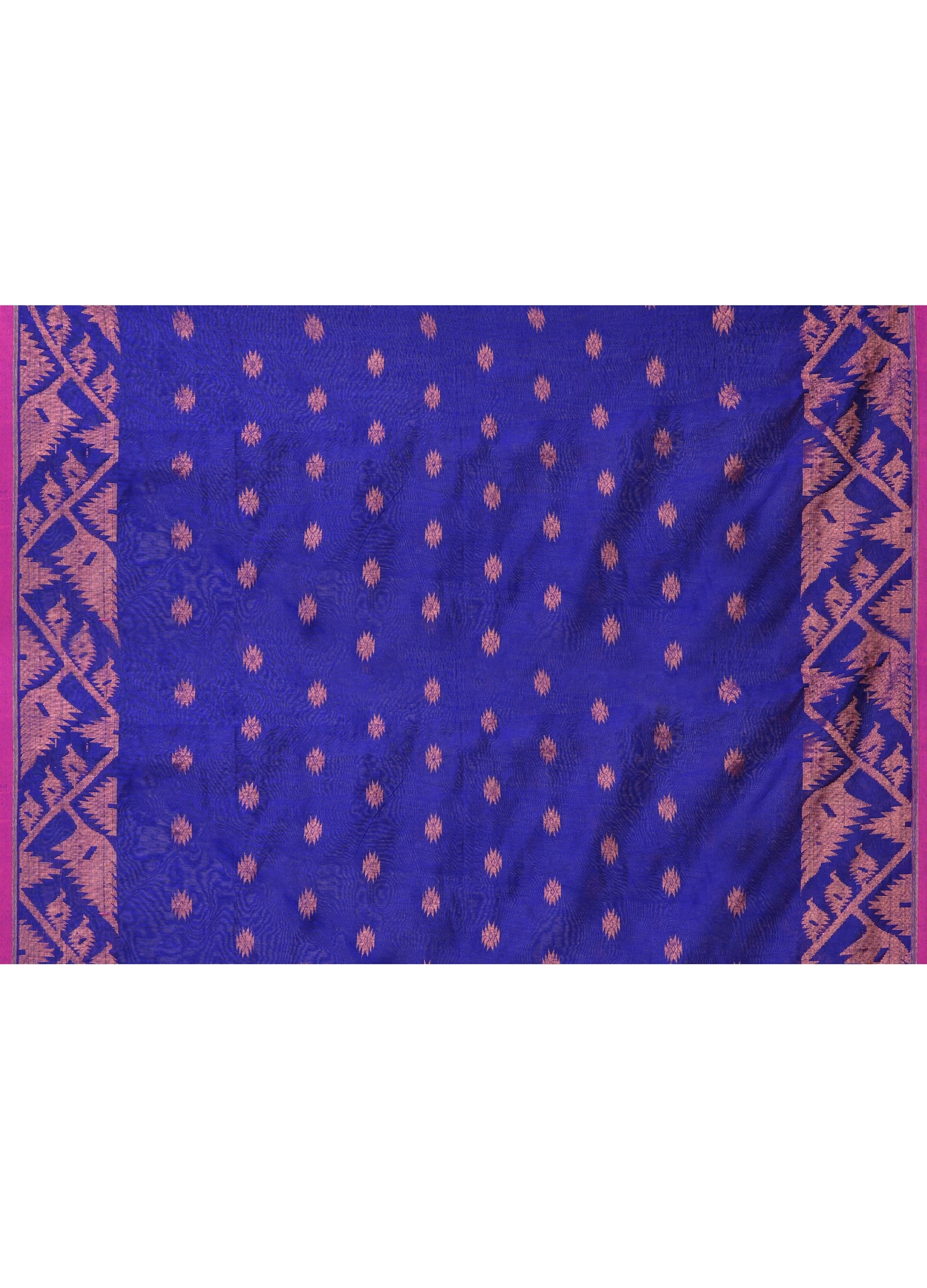 Piyari Fashion Women`s Cotton Blend Royel Blue Handloom Saree With Blouse - Distacart
