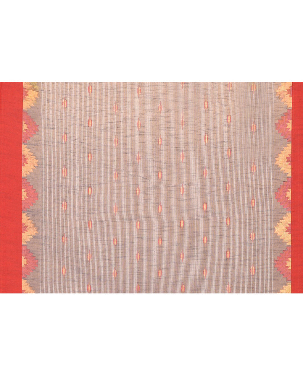 Piyari Fashion Women's Grey Cotton Blend Handloom Saree With Red Temple Border - Distacart