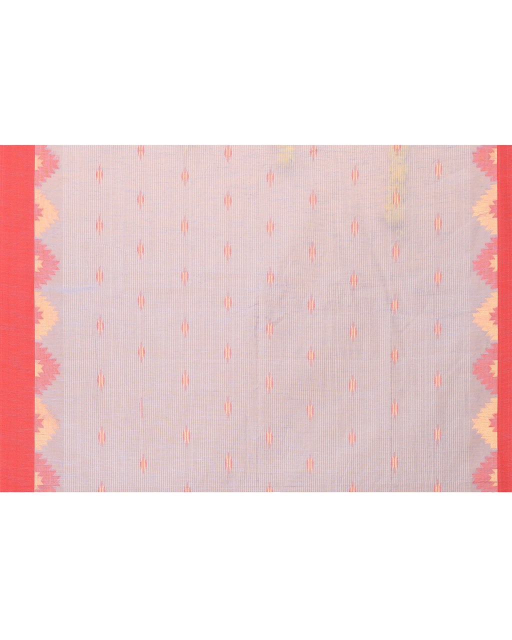 Piyari Fashion Women's Sky Blue Cotton Blend Handloom Saree With Red Temple Border - Distacart