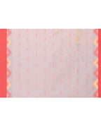 Piyari Fashion Women's Sky Blue Cotton Blend Handloom Saree With Red Temple Border - Distacart