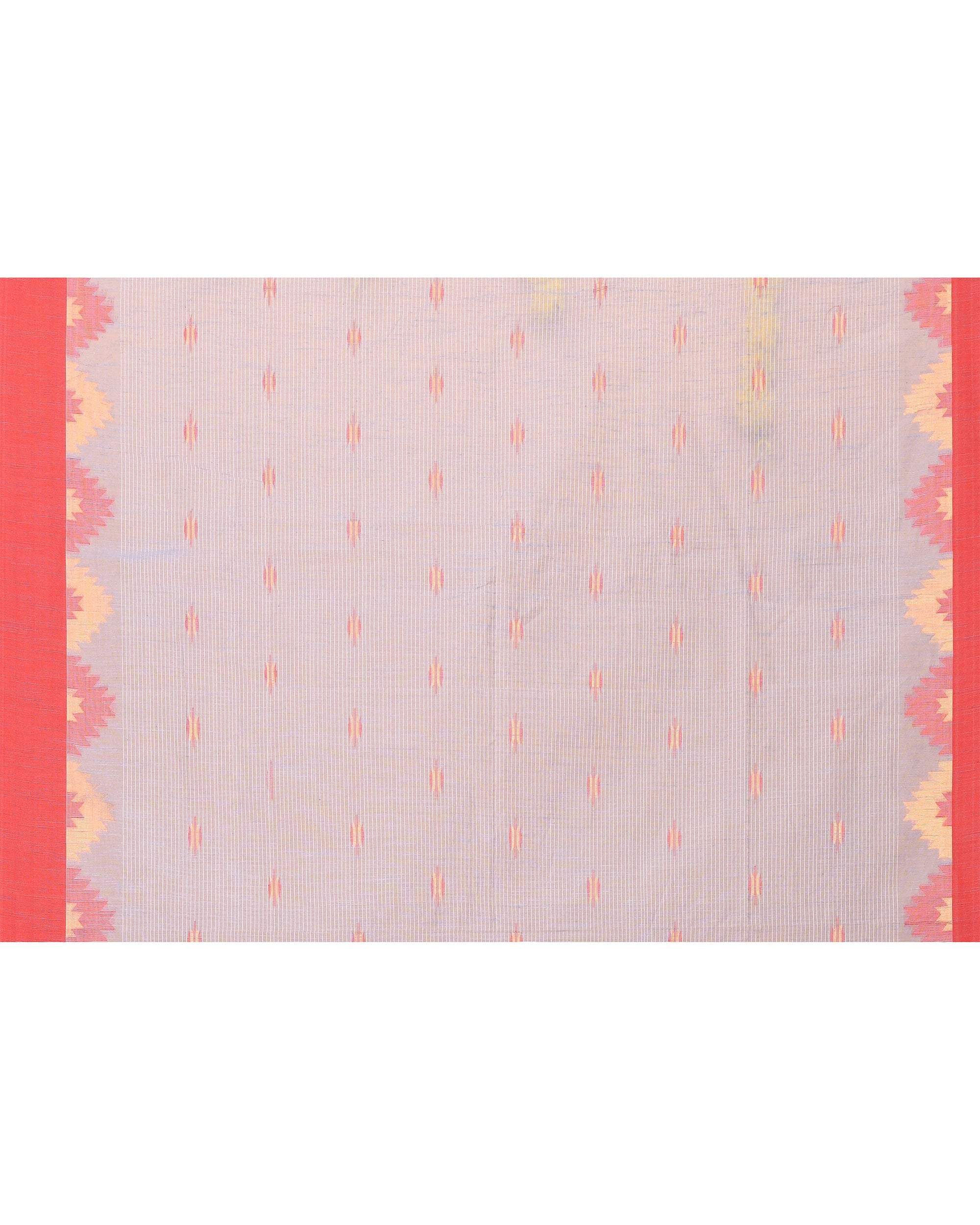 Piyari Fashion Women's Sky Blue Cotton Blend Handloom Saree With Red Temple Border - Distacart