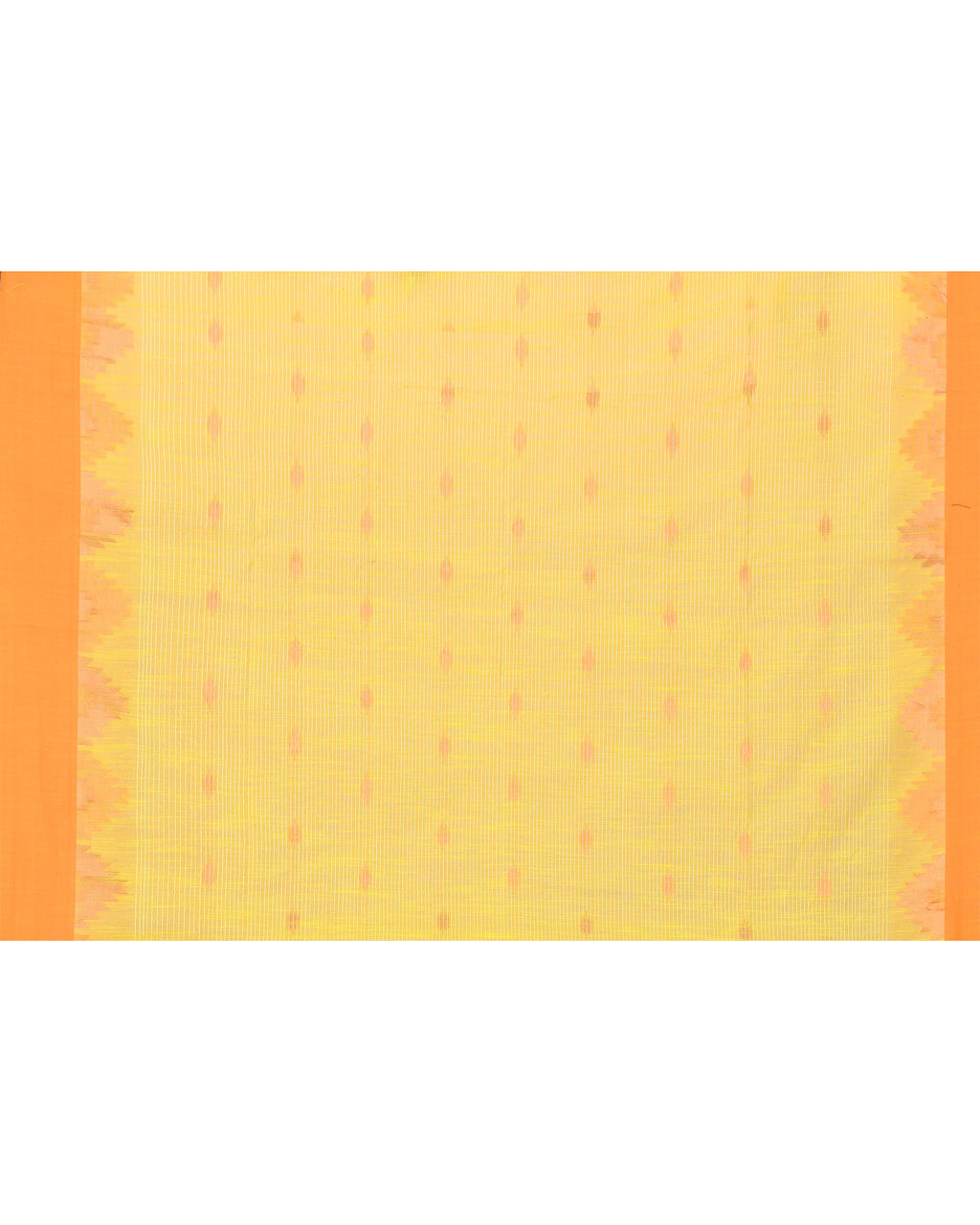Piyari Fashion Women's Lime Yellow Cotton Blend Handloom Saree With Brown Temple Border - Distacart
