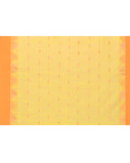 Piyari Fashion Women's Lime Yellow Cotton Blend Handloom Saree With Brown Temple Border - Distacart