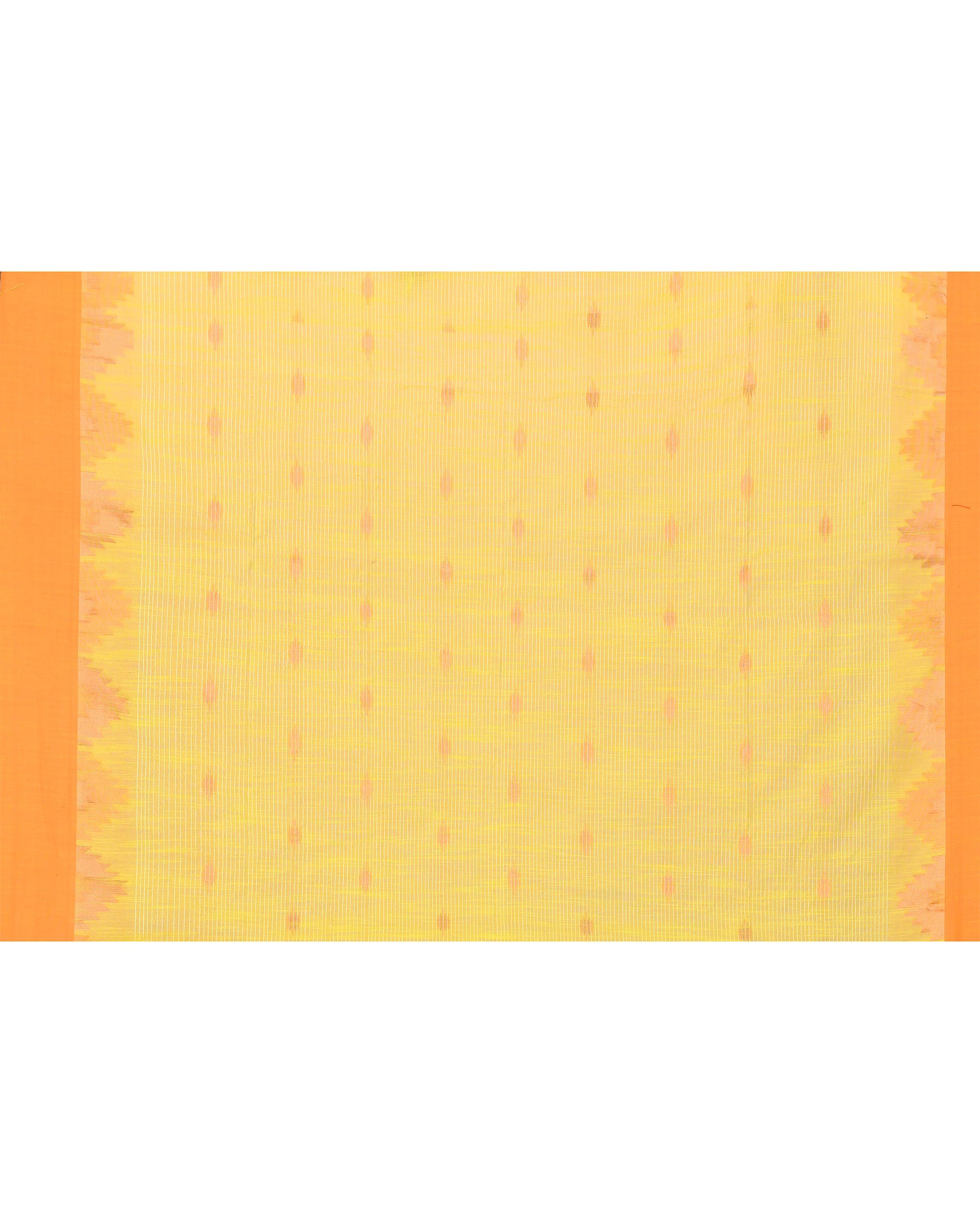 Piyari Fashion Women's Lime Yellow Cotton Blend Handloom Saree With Brown Temple Border - Distacart