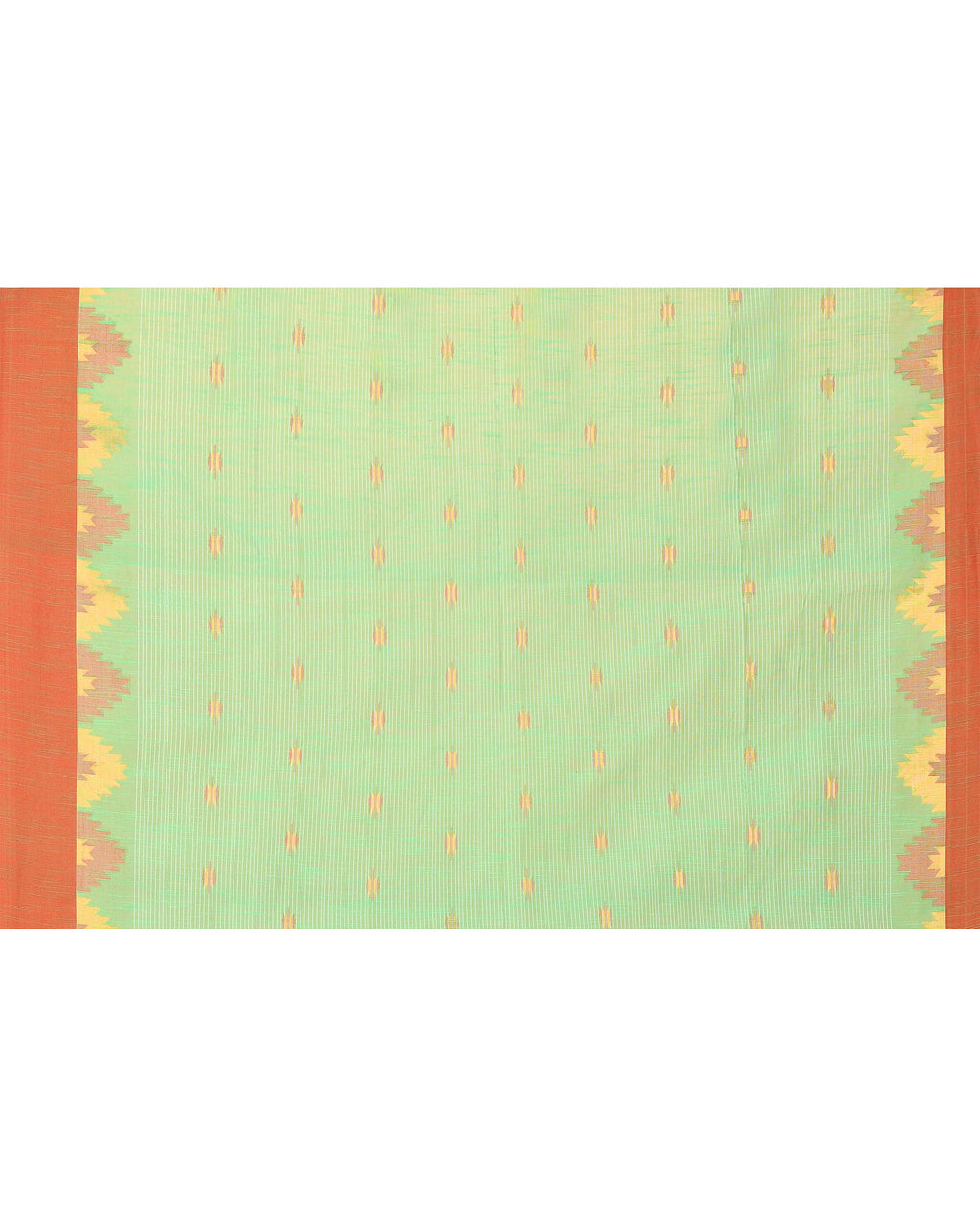 Piyari Fashion Women's Green Cotton Blend Handloom Saree With Red Temple Border - Distacart