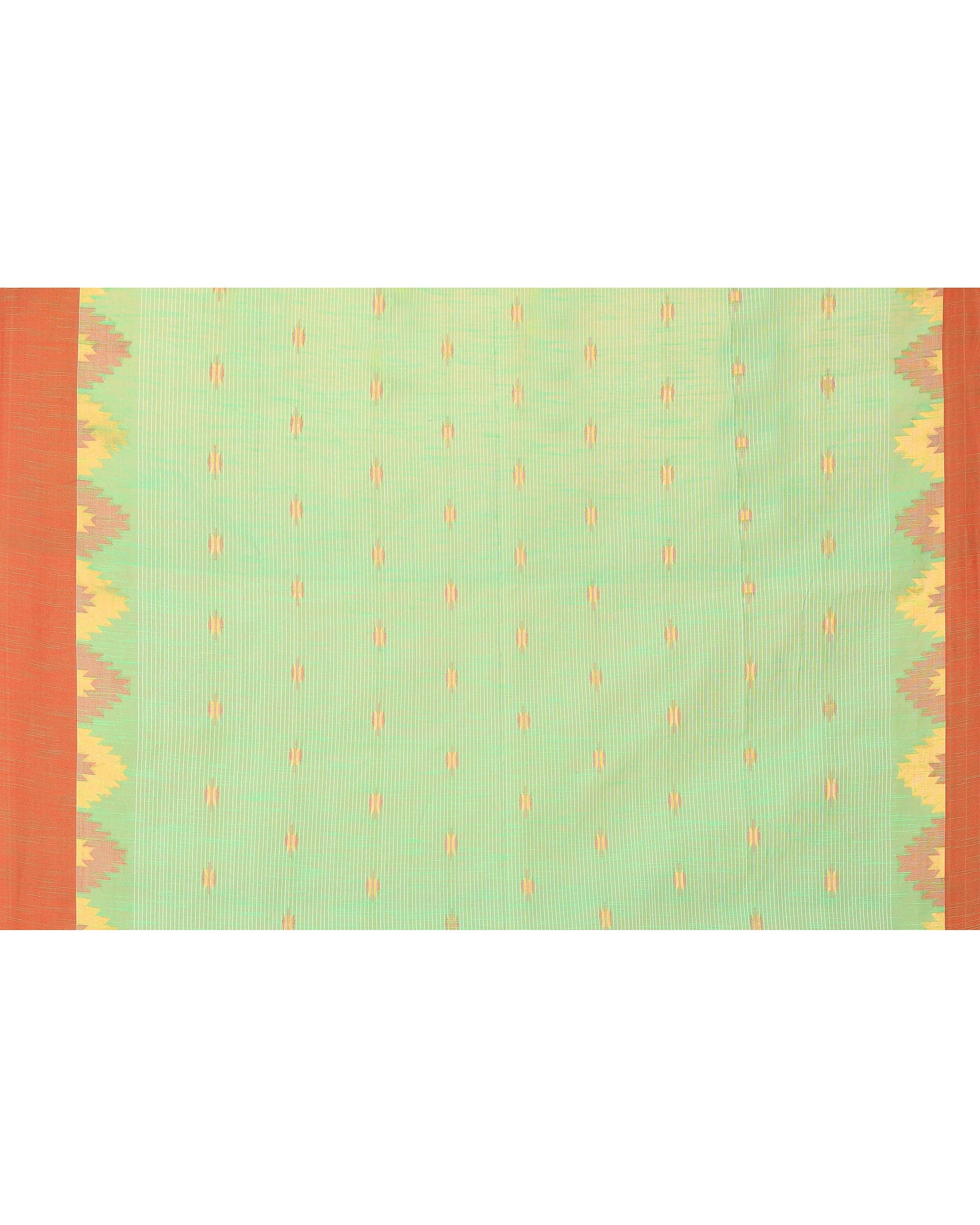 Piyari Fashion Women's Green Cotton Blend Handloom Saree With Red Temple Border - Distacart