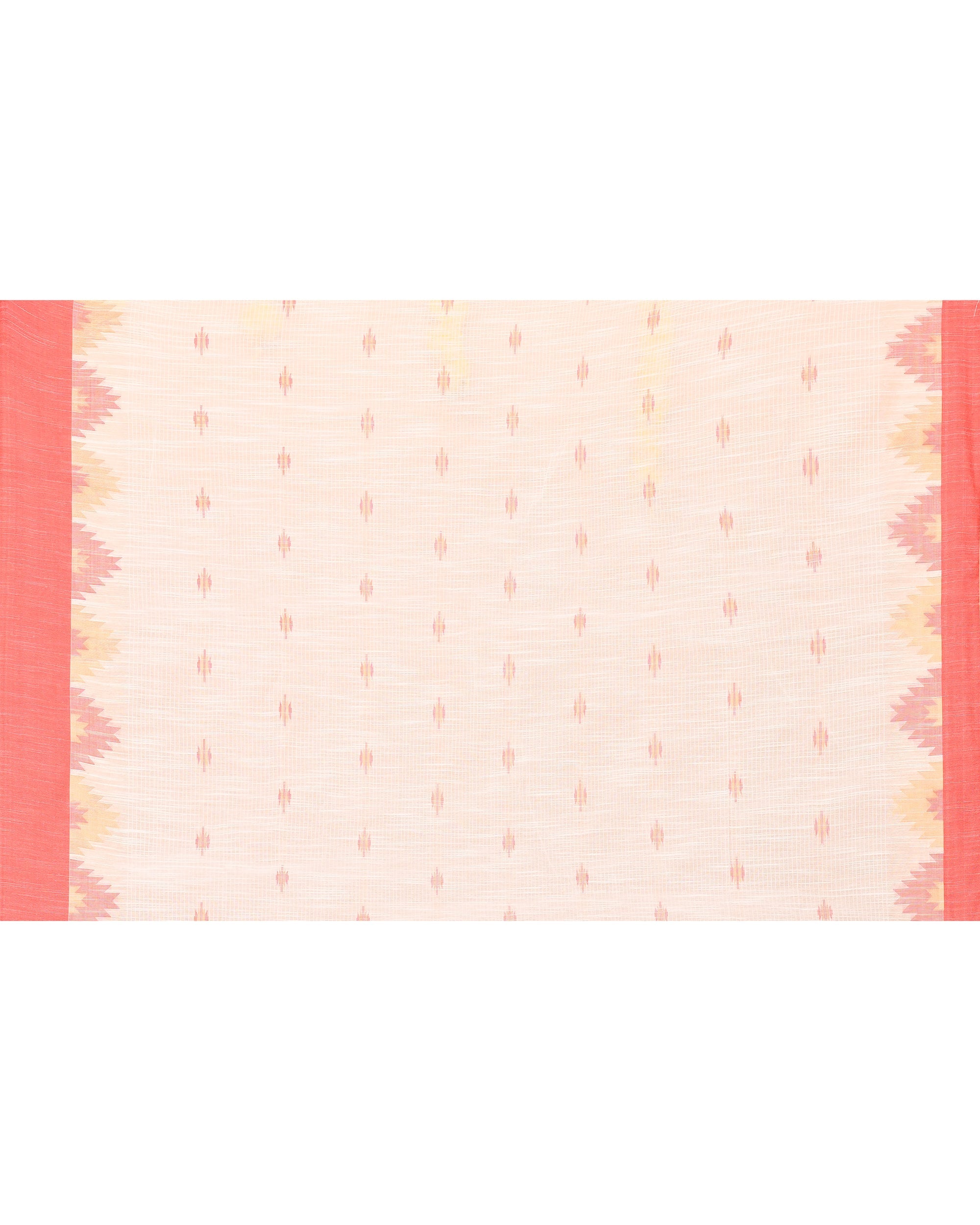 Piyari Fashion Women's White Cotton Blend Handloom Saree With Red Temple Border - Distacart