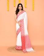 Piyari Fashion Women's White Cotton Handloom Saree - Distacart