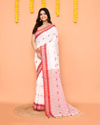 Piyari Fashion Women's White Cotton Handloom Saree - Distacart