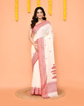 Piyari Fashion Women's White Cotton Handloom Jamdani Saree - Distacart