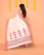 Piyari Fashion Women's White Cotton Handloom Jamdani Saree - Distacart