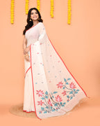 Piyari Fashion Women's White Cotton Jamdani Saree - Distacart