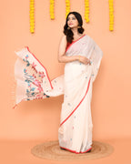 Piyari Fashion Women's White Cotton Jamdani Saree - Distacart