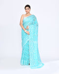 Piyari Fashion Women's Aqua Embellished Cotton Blend Jamdani Saree - Distacart
