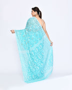 Piyari Fashion Women's Aqua Embellished Cotton Blend Jamdani Saree - Distacart