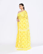 Piyari Fashion Women's Yellow Embellished Cotton Blend Jamdani Saree - Distacart