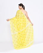 Piyari Fashion Women's Yellow Embellished Cotton Blend Jamdani Saree - Distacart