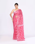 Piyari Fashion Women's Pink Embellished Cotton Blend Jamdani Saree - Distacart