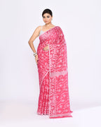 Piyari Fashion Women's Pink Embellished Cotton Blend Jamdani Saree - Distacart