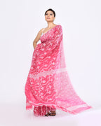Piyari Fashion Women's Pink Embellished Cotton Blend Jamdani Saree - Distacart