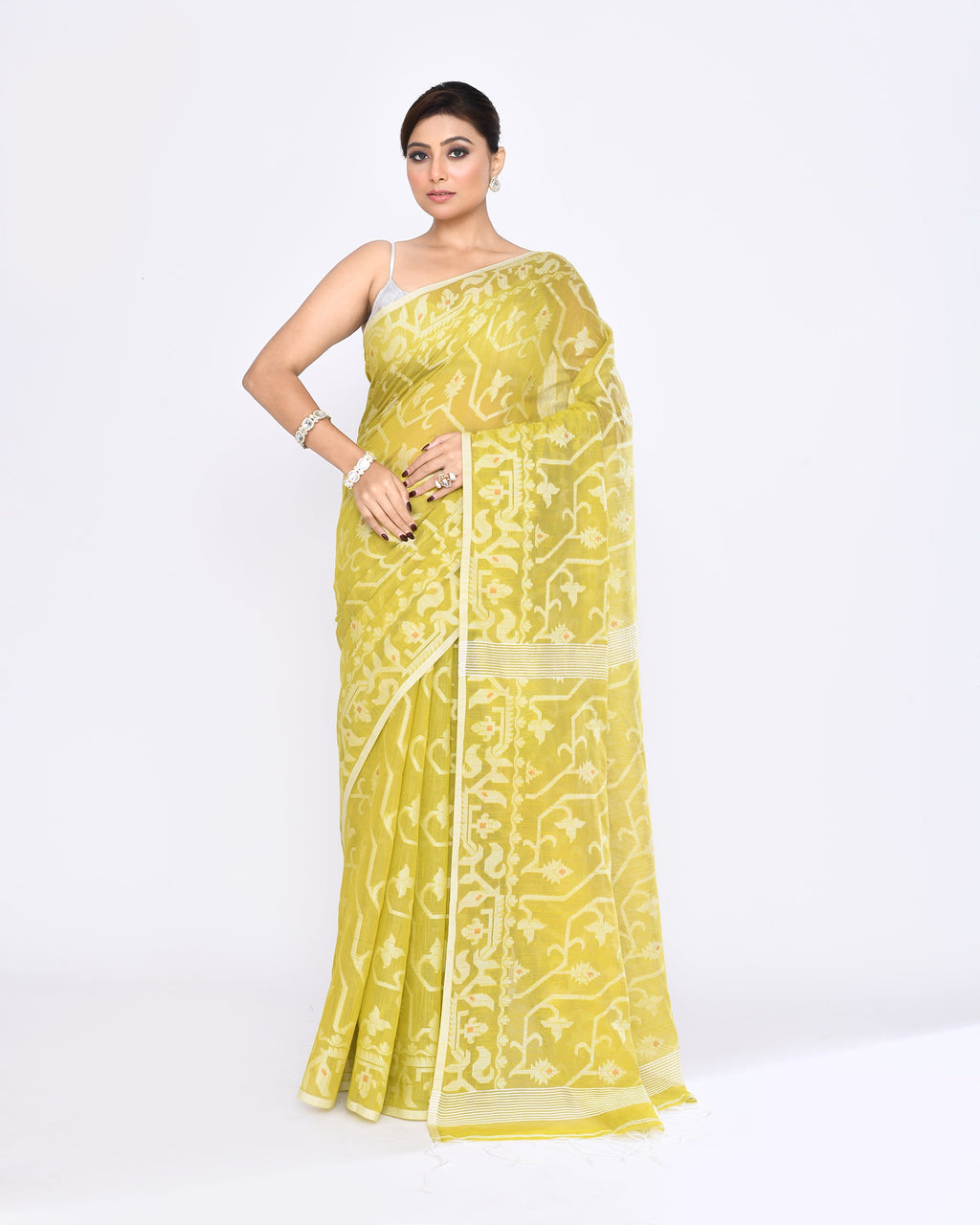 Piyari Fashion Women's Straw Embellished Cotton Blend Jamdani Saree - Distacart