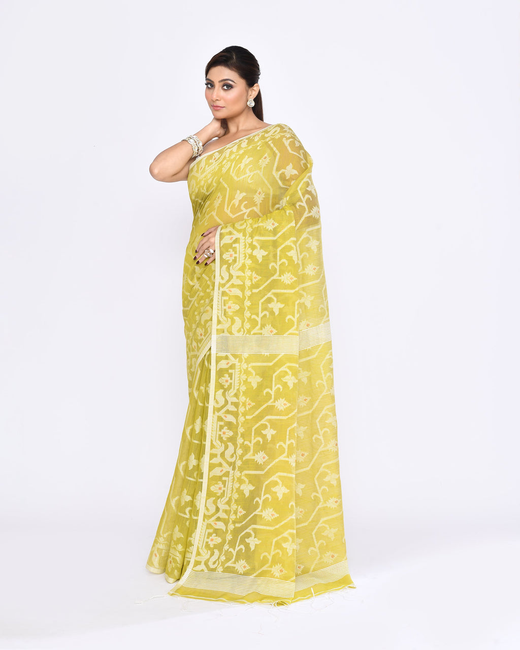 Piyari Fashion Women's Straw Embellished Cotton Blend Jamdani Saree - Distacart