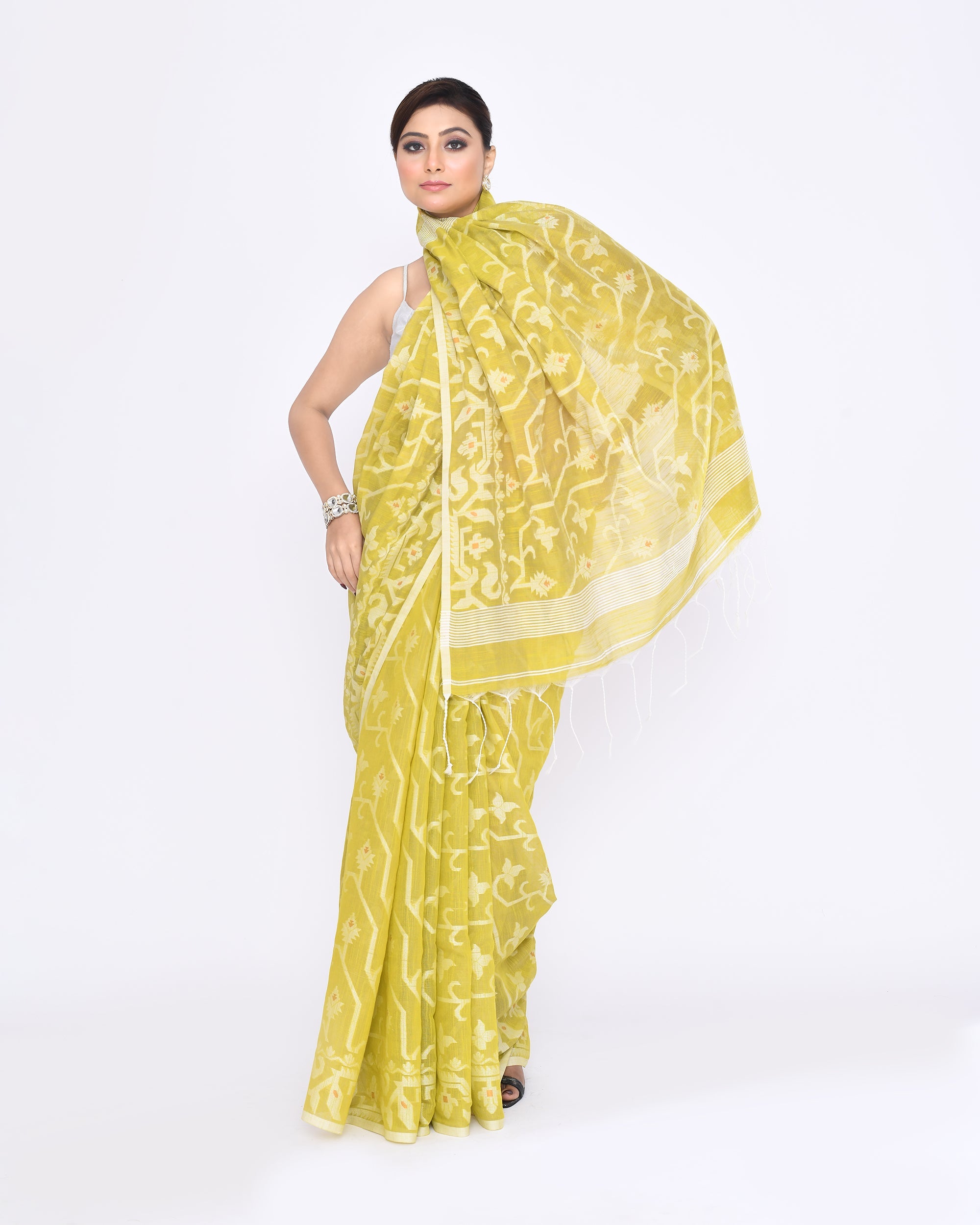 Piyari Fashion Women's Straw Embellished Cotton Blend Jamdani Saree - Distacart