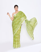 Piyari Fashion Women's Moss Green Embellished Cotton Blend Jamdani Saree - Distacart