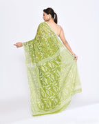 Piyari Fashion Women's Moss Green Embellished Cotton Blend Jamdani Saree - Distacart