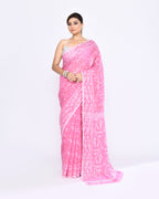 Piyari Fashion Women's Pink Embellished Cotton Blend Jamdani Saree - Distacart