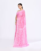 Piyari Fashion Women's Pink Embellished Cotton Blend Jamdani Saree - Distacart