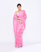 Piyari Fashion Women's Pink Embellished Cotton Blend Jamdani Saree - Distacart