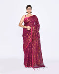 Piyari Fashion Women's Pink Embellished Cotton Blend Jamdani Saree - Distacart