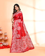Piyari Fashion PIyari Fashion Maroon Printed Saree With Blouse - Distacart