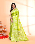 Piyari Fashion PIyari Fashion Olive Printed Saree With Blouse - Distacart