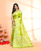 Piyari Fashion PIyari Fashion Olive Printed Saree With Blouse - Distacart