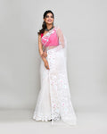 Piyari Fashion Women`s White Hand Work Art Silk Jamdani Saree With Blouse - Distacart