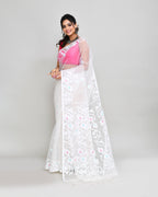Piyari Fashion Women`s White Hand Work Art Silk Jamdani Saree With Blouse - Distacart