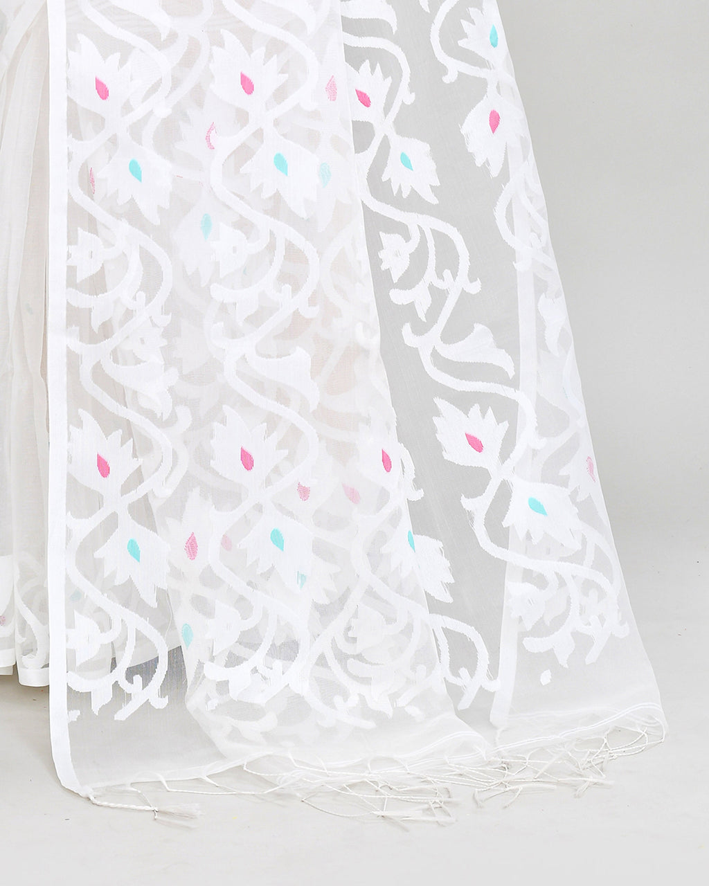 Piyari Fashion Women`s White Hand Work Art Silk Jamdani Saree With Blouse - Distacart