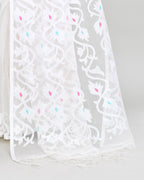 Piyari Fashion Women`s White Hand Work Art Silk Jamdani Saree With Blouse - Distacart