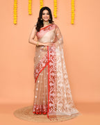 Piyari Fashion Women's Tan Resham Silk Jamdani Saree - Distacart