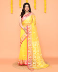 Piyari Fashion Women's Yellow Resham Silk Jamdani Saree - Distacart
