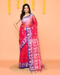 Piyari Fashion Women's Rani Pink Resham Silk Jamdani Saree - Distacart