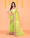 Piyari Fashion Women's Lime Resham Silk Jamdani Saree - Distacart