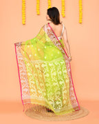 Piyari Fashion Women's Lime Resham Silk Jamdani Saree - Distacart